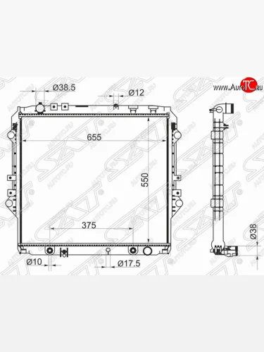 Радиатор двигателя SAT Toyota Hilux AN120 дорестайлинг (2016-2020)