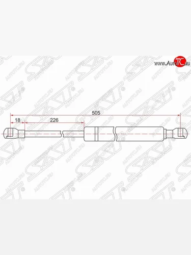 Газовый упор крышки багажника SAT Toyota Prius  XW30 (2009-2011) дорестайлинг