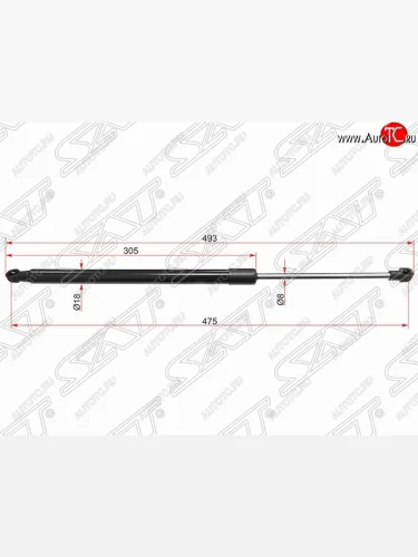Газовый упор крышки багажника SAT Toyota Verso  R20 (2009-2012) дорестайлинг
