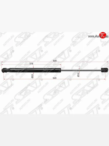 Газовый упор крышки багажника SAT Volkswagen Tiguan  NF (2006-2017) дорестайлинг, рестайлинг