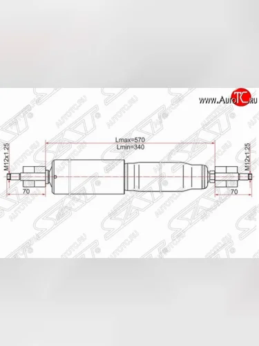 Амортизатор передний SAT (LH=RH) Lexus LX470  J100 (1998-2002), Toyota Land Cruiser  J105 (1998-2007)