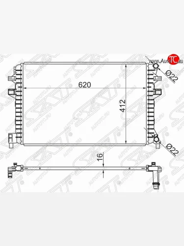 Радиатор двигателя SAT (пластинчатый) Skoda Octavia A7 рестайлинг универсал (2016-2020)