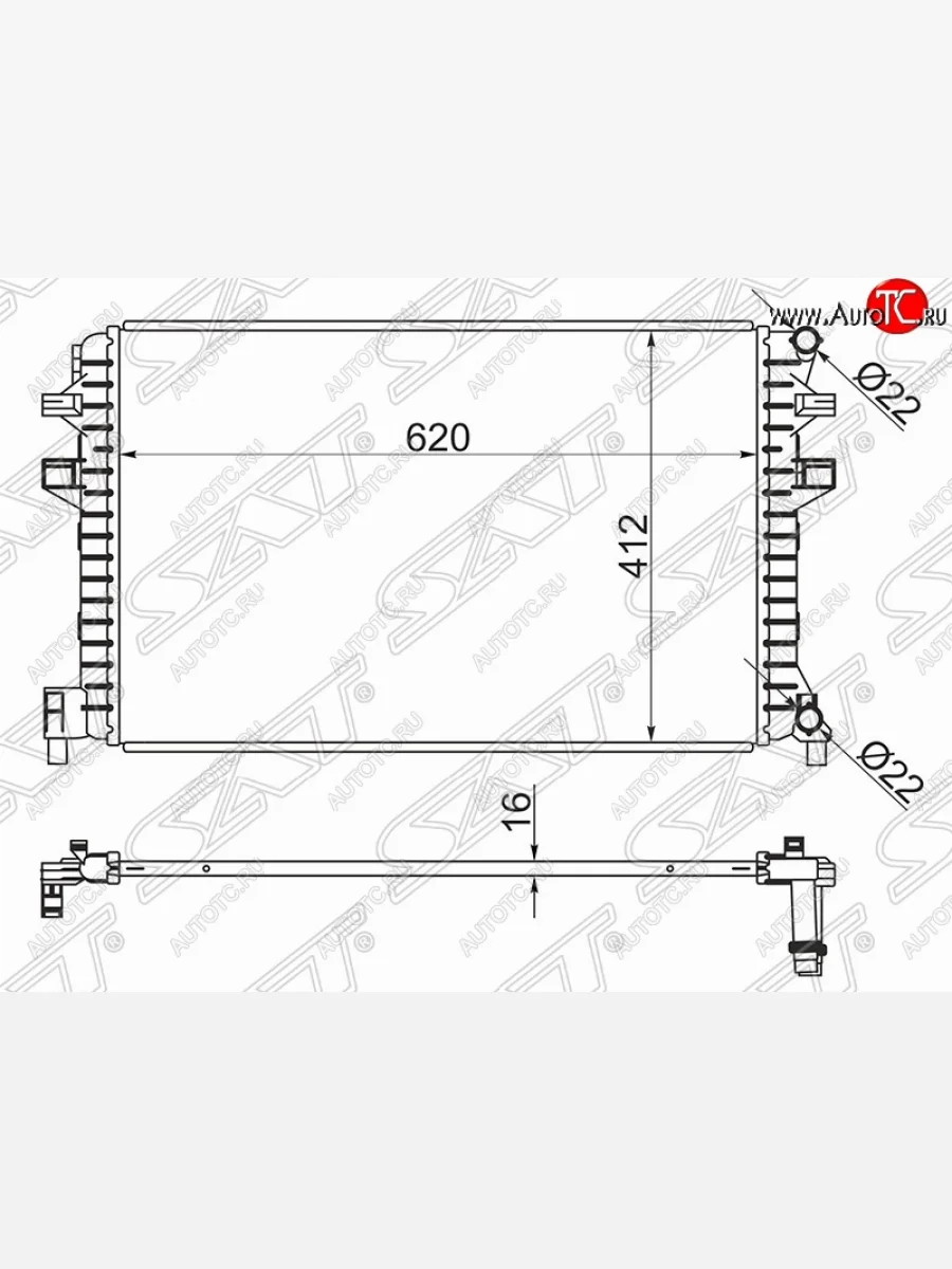 Радиатор двигателя SAT (пластинчатый) Skoda Octavia A7 дорестайлинг лифтбэк (2012-2017)  с доставкой в г. Керчь