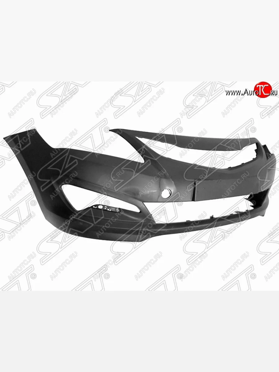 Передний бампер SAT (первичное сырье) Hyundai Solaris RBr хэтчбэк рестайлинг (2014-2017) (Неокрашенный)  в Керчи Республика Крым