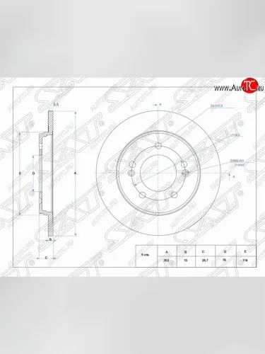 Задний тормозной диск SAT (вентилируемый, Ø262, 4WD) Hyundai Creta GS рестайлинг (2019-2021)