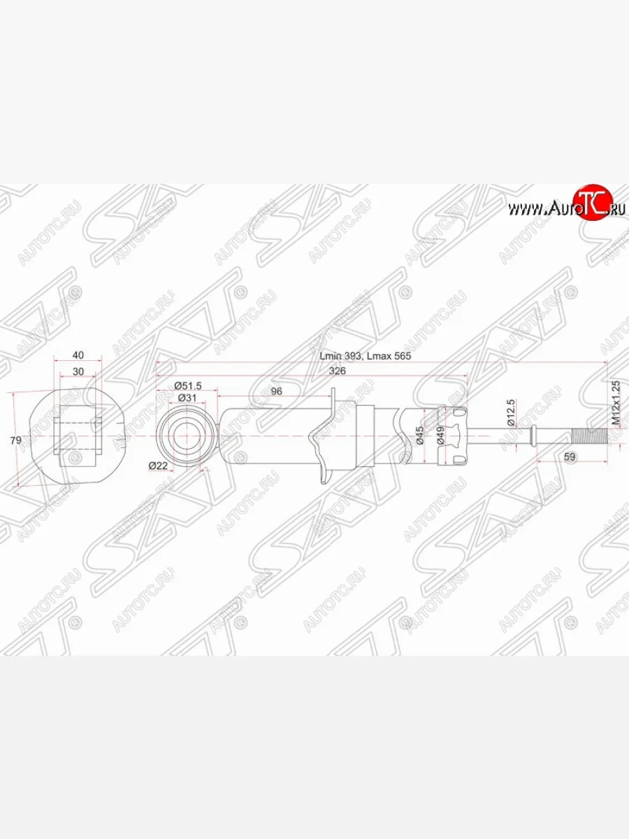 Амортизатор задний (комплектация с дисками) SAT (установка на левую или правую сторону)  Toyota Prius (2003-2011) XW20  в Воронеже Воронежской области