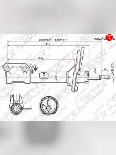 Левый амортизатор задний SAT Toyota Harrier XU30 (2003-2013)