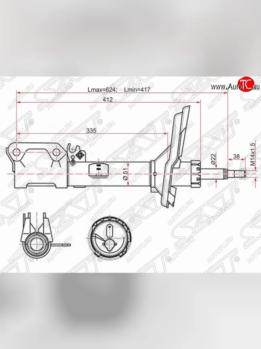 Левый амортизатор задний SAT Toyota Harrier XU30 (2003-2013)  с доставкой в г. Керчь