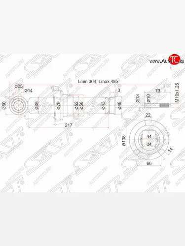 Амортизатор задний SAT (LH=RH) Honda Stream ( 1 RN1,RN3,  1 RN2,RN4, RN1, RN3, RN5) (2000-2006)  дорестайлинг, рестайлинг