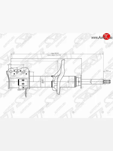 Левый амортизатор задний SAT Mazda Capella GF дорестайлинг седан (1997-1999)