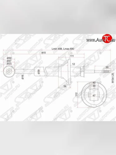 Амортизатор задний SAT (LH=RH) Mazda Demio  1 DW (1996-2002) дорестайлинг, рестайлинг