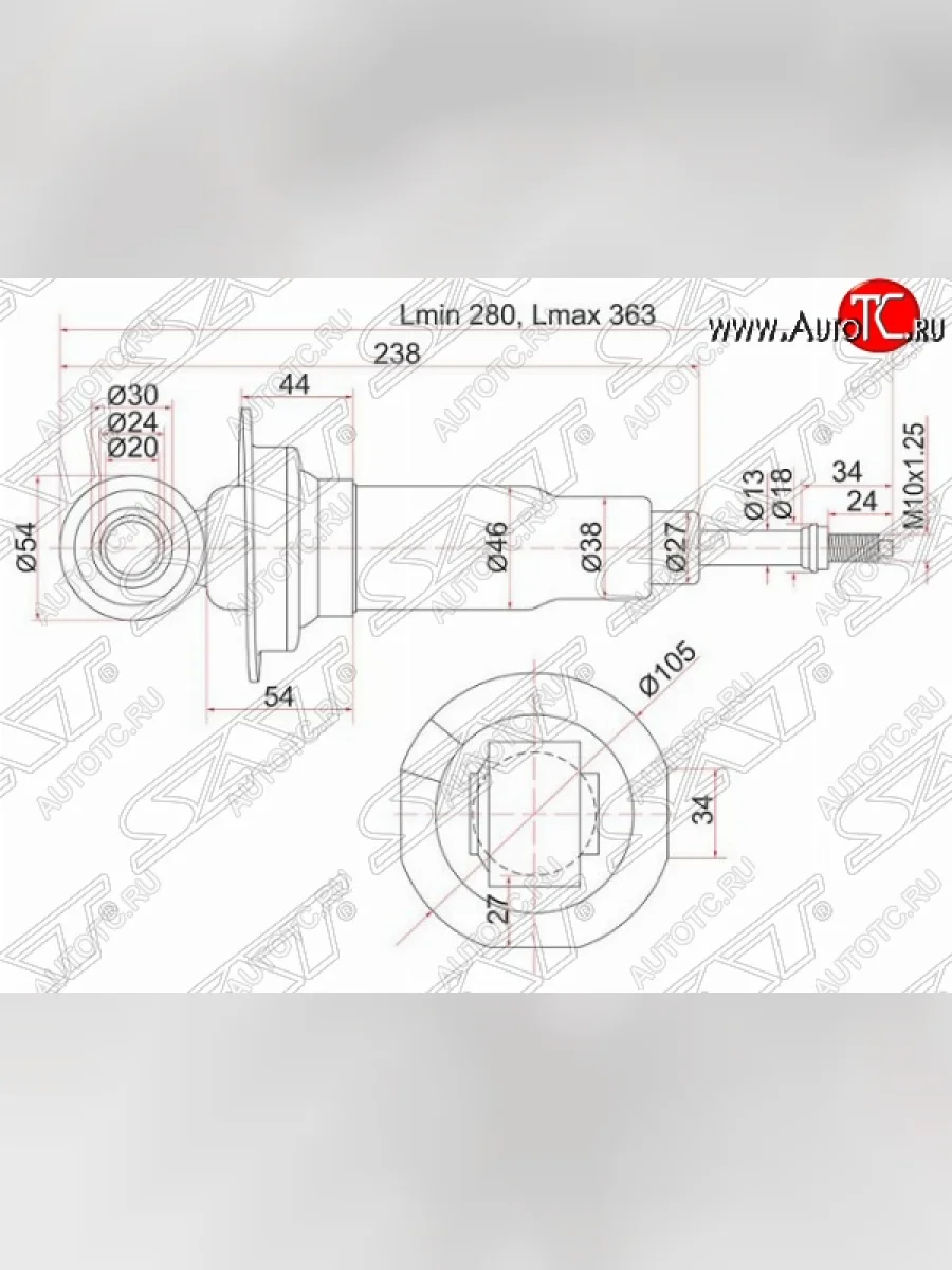Левый амортизатор задний SAT Nissan Liberty дорестайлинг (1998-2001)  в Керчи Республика Крым