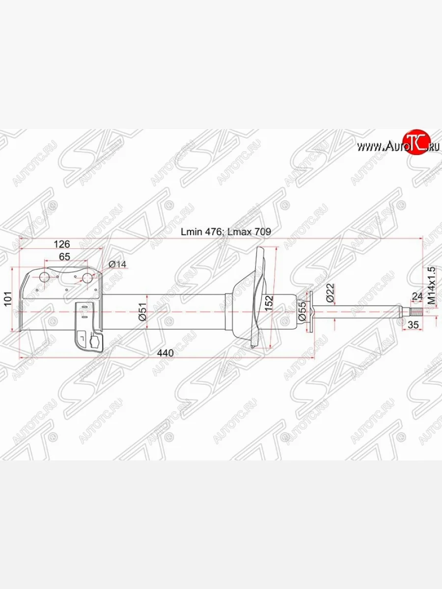 Левый амортизатор задний SAT Subaru Forester SF дорестайлинг (1997-2000)  в Керчи Республика Крым