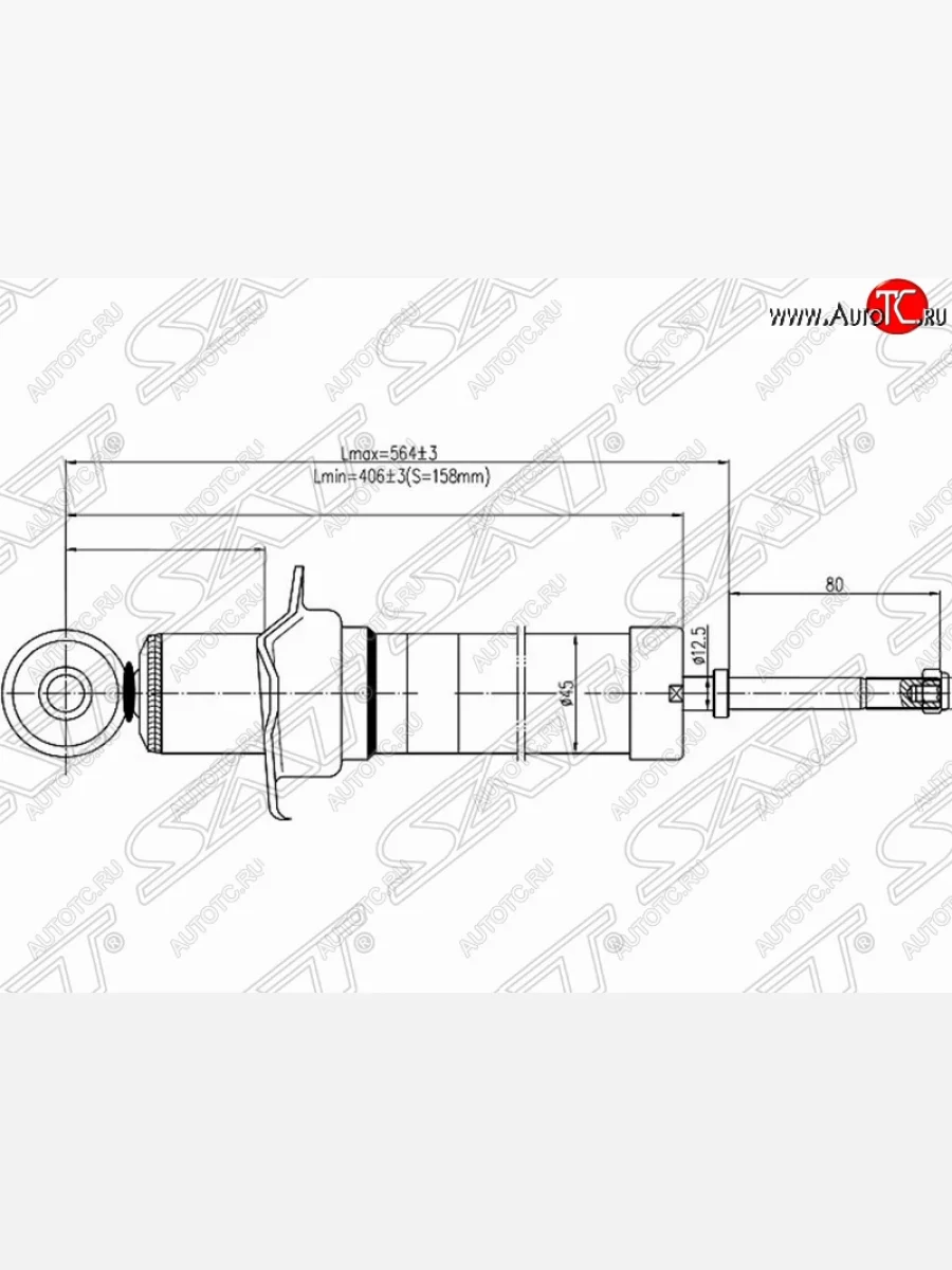 Амортизатор задний SAT (установка на левую или правую сторону) Toyota Crown S180 седан дорестайлинг (2003-2005)  с доставкой в г. Керчь