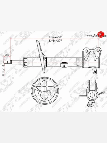 Левый амортизатор задний SAT Toyota Camry  XV30 (2001-2006) дорестайлинг, рестайлинг