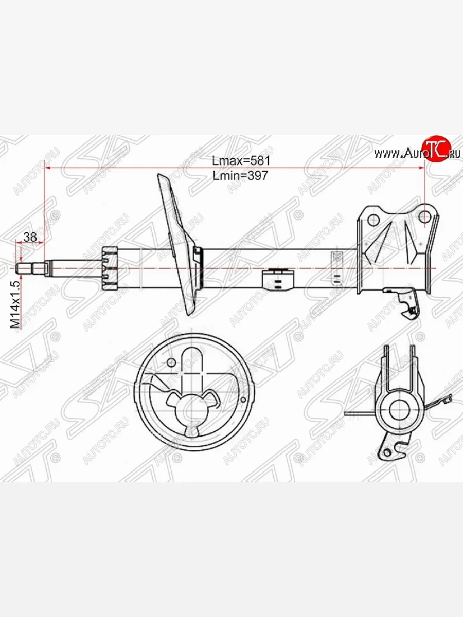 Левый амортизатор задний SAT Toyota Camry XV30 дорестайлинг (2001-2004)  в Воронеже Воронежской области