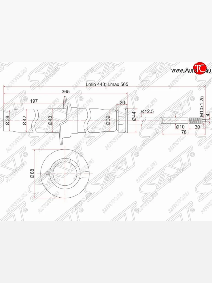 Амортизатор передний SAT (LH=RH) Honda Accord 6 CF седан дорестайлинг (1997-2000)  в Керчи Республика Крым