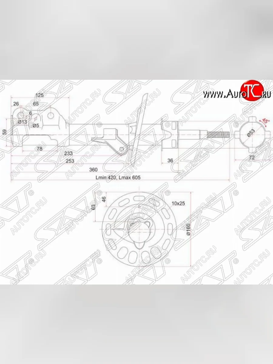 Левый амортизатор передний SAT (под развернутый линк) Honda Mobilio 1 GB1,GB2 рестайлинг (2004-2008)  с доставкой в г. Керчь