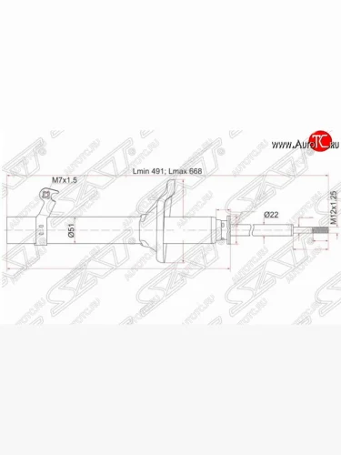 Левый амортизатор передний SAT Honda HR-V GH1,GH2 дорестайлинг 3 дв. (1998-2001)
