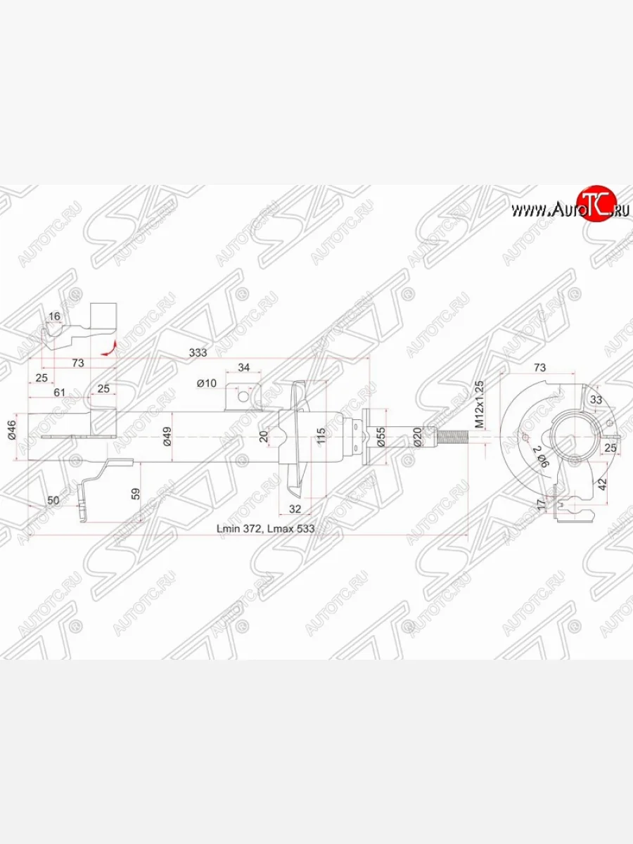 Левый амортизатор передний SAT Ford Fusion 1 хэтчбэк дорестайлинг (2002-2005)  в Перми Пермском крае