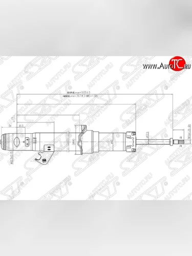 Левый амортизатор передний SAT Mazda Atenza GG универсал дорестайлинг (2002-2005)