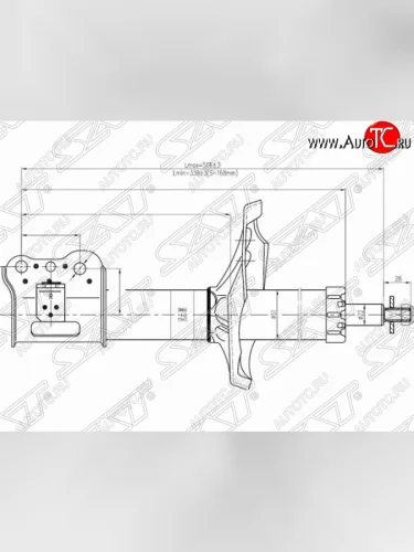 Левый амортизатор передний SAT Mazda 626 GF дорестайлинг седан (1997-1999)