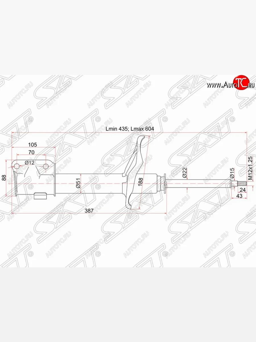 Амортизатор передний SAT (LH=RH) Mitsubishi Montero V90 5 дв. дорестайлинг (2006-2011)  в Перми Пермском крае