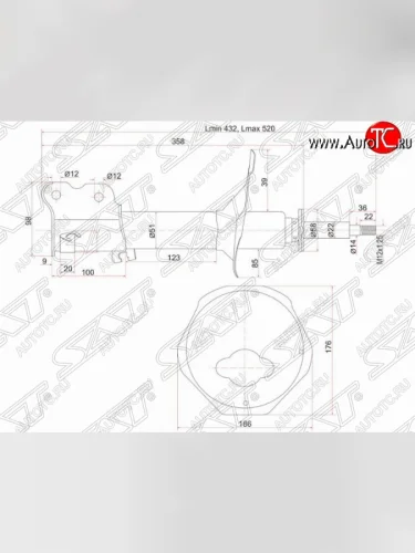 Левый амортизатор передний SAT Nissan Avenir  W11 - Expert
