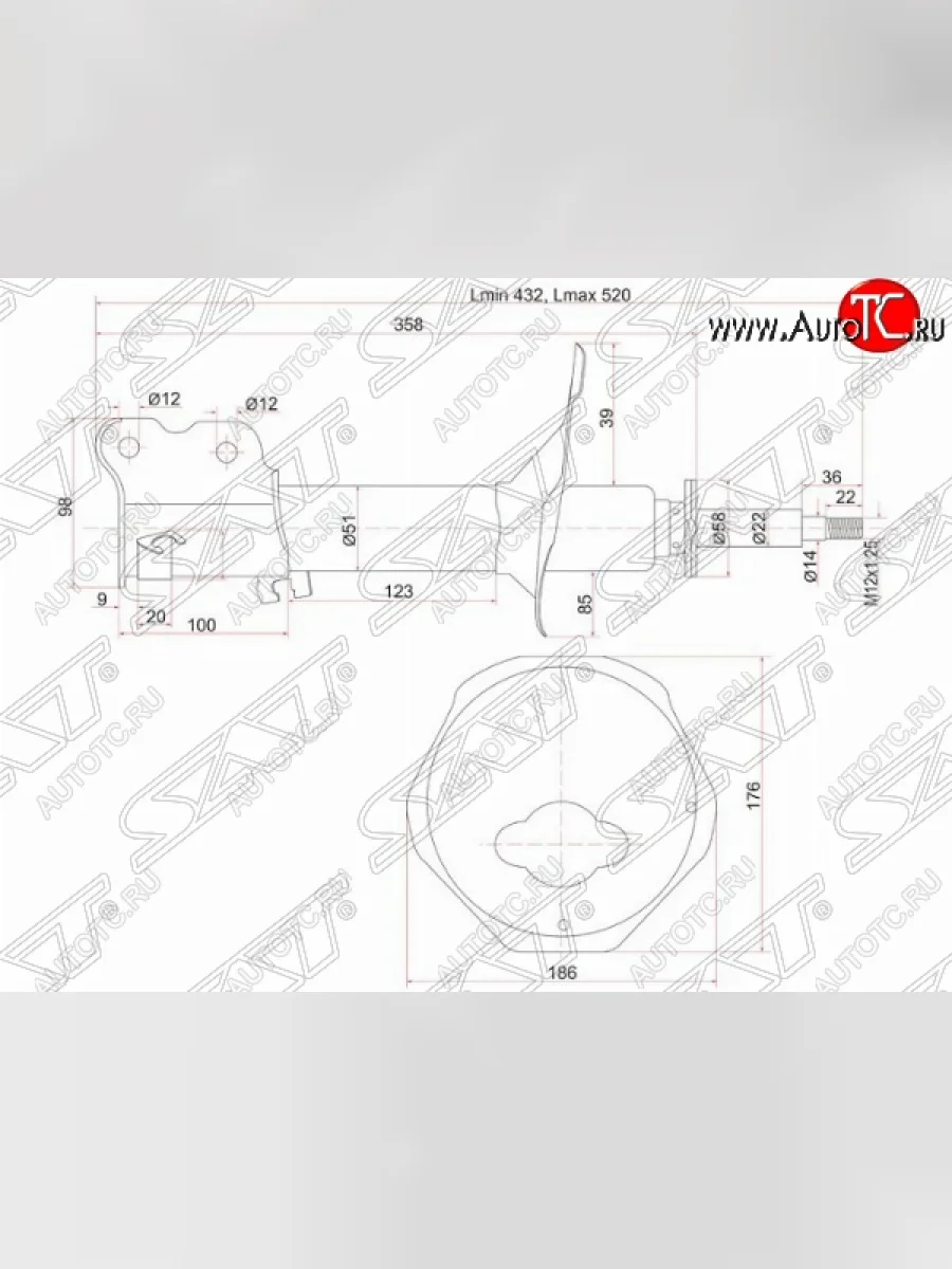 Левый амортизатор передний SAT Nissan Expert дорестайлинг (1998-2002)  в Самаре Самарской области