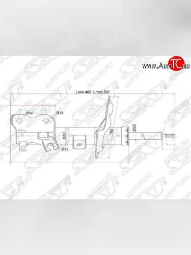 Левый амортизатор передний SAT Nissan Teana 1 J31 дорестайлинг (2003-2005)