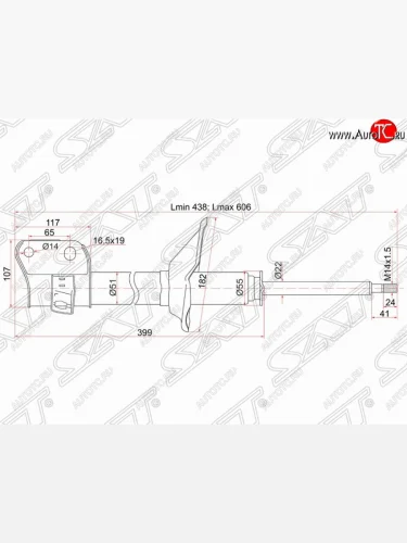 Левый амортизатор передний SAT Subaru Forester  SF (2000-2002) рестайлинг