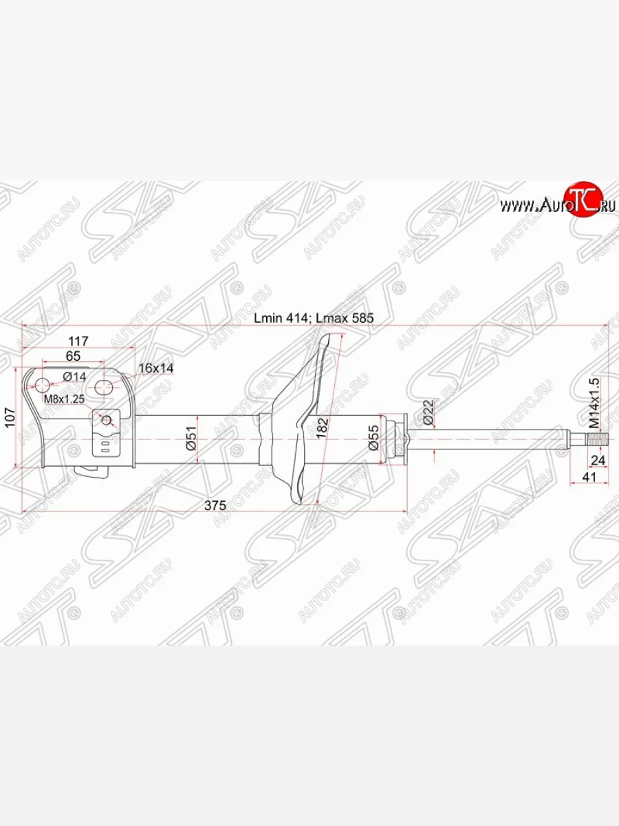 Левый амортизатор передний SAT Subaru Legacy BH/BE12 универсал (1998-2003)  в Перми Пермском крае