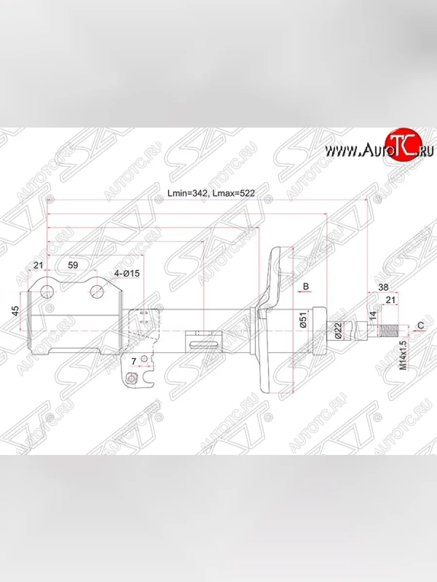 Левый амортизатор передний (2WD, 4WD) SAT Toyota Allion T260 седан дорестайлинг (2007-2010)  в Самаре Самарской области