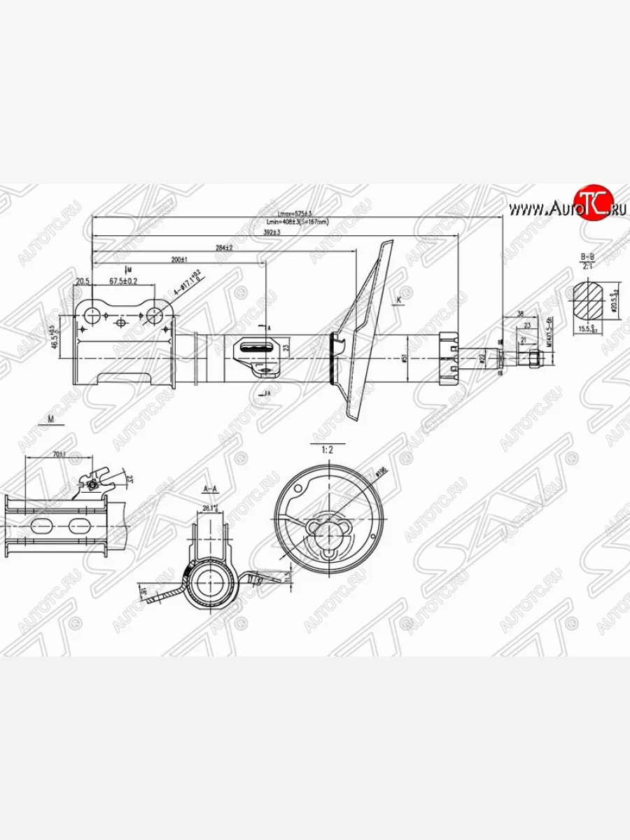 Левый амортизатор передний SAT Lexus RX300 XU10 дорестайлинг (1995-2001)  в Самаре Самарской области