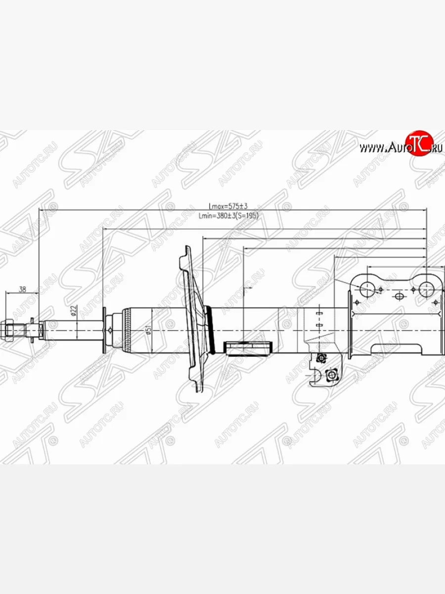 Левый амортизатор передний SAT Toyota Ipsum ACM20 дорестайлинг (2001-2003)  в Перми Пермском крае
