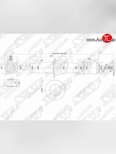 Амортизатор передний SAT (установка на левую или правую сторону) Toyota Land Cruiser  200 - Tundra  XK50