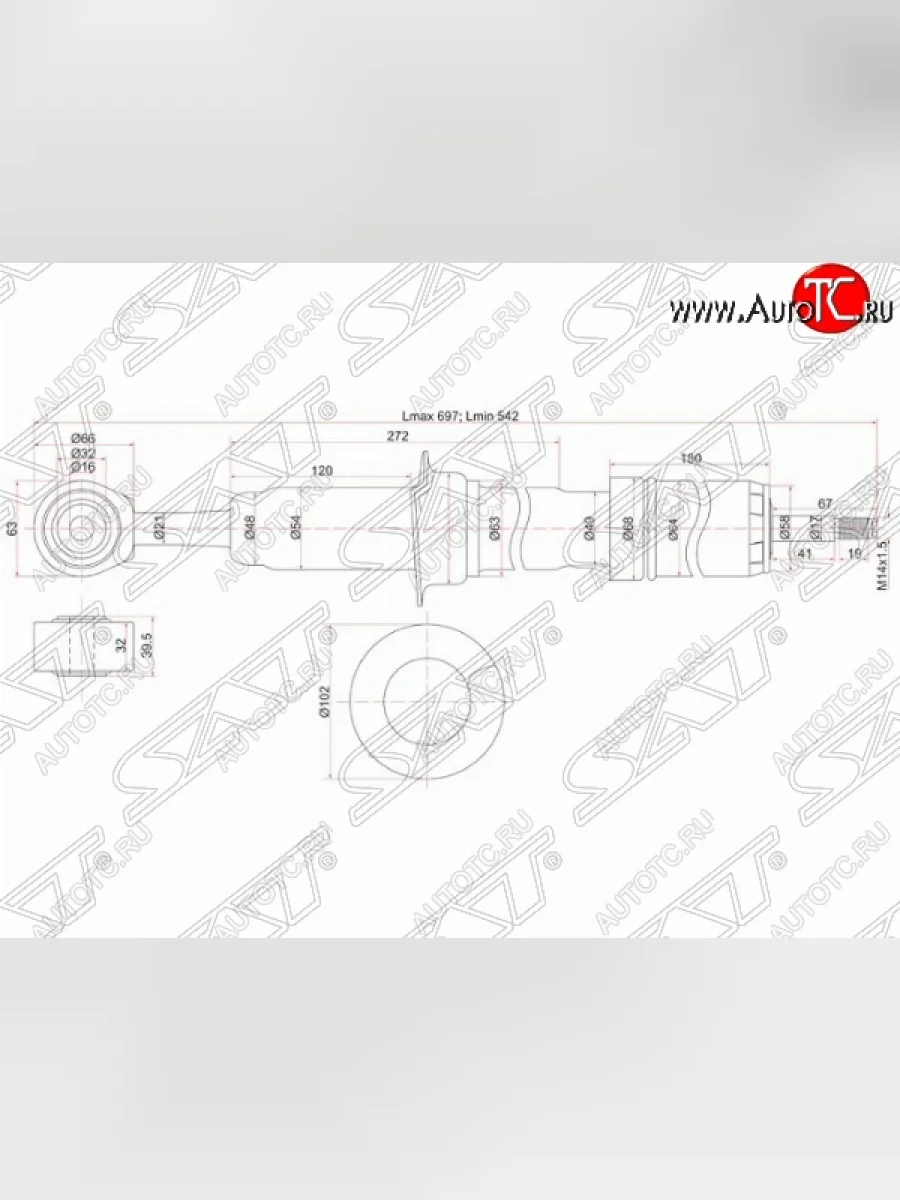 Амортизатор передний SAT (установка на левую или правую сторону) Toyota Land Cruiser 200 дорестайлинг (2007-2012)  в Самаре Самарской области