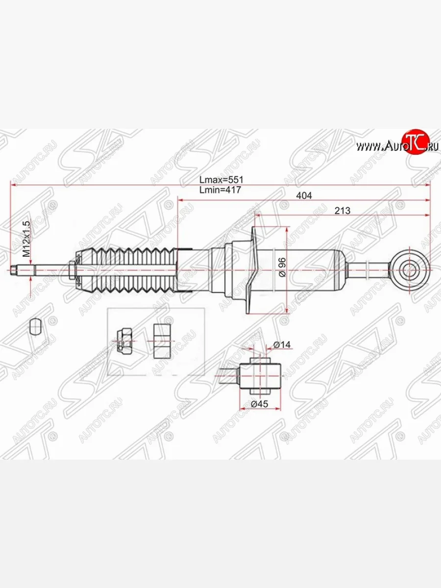 Амортизатор передний SAT (установка на левую или правую сторону) Toyota Hilux Surf N210 дорестайлинг (2002-2005)  в Самаре Самарской области