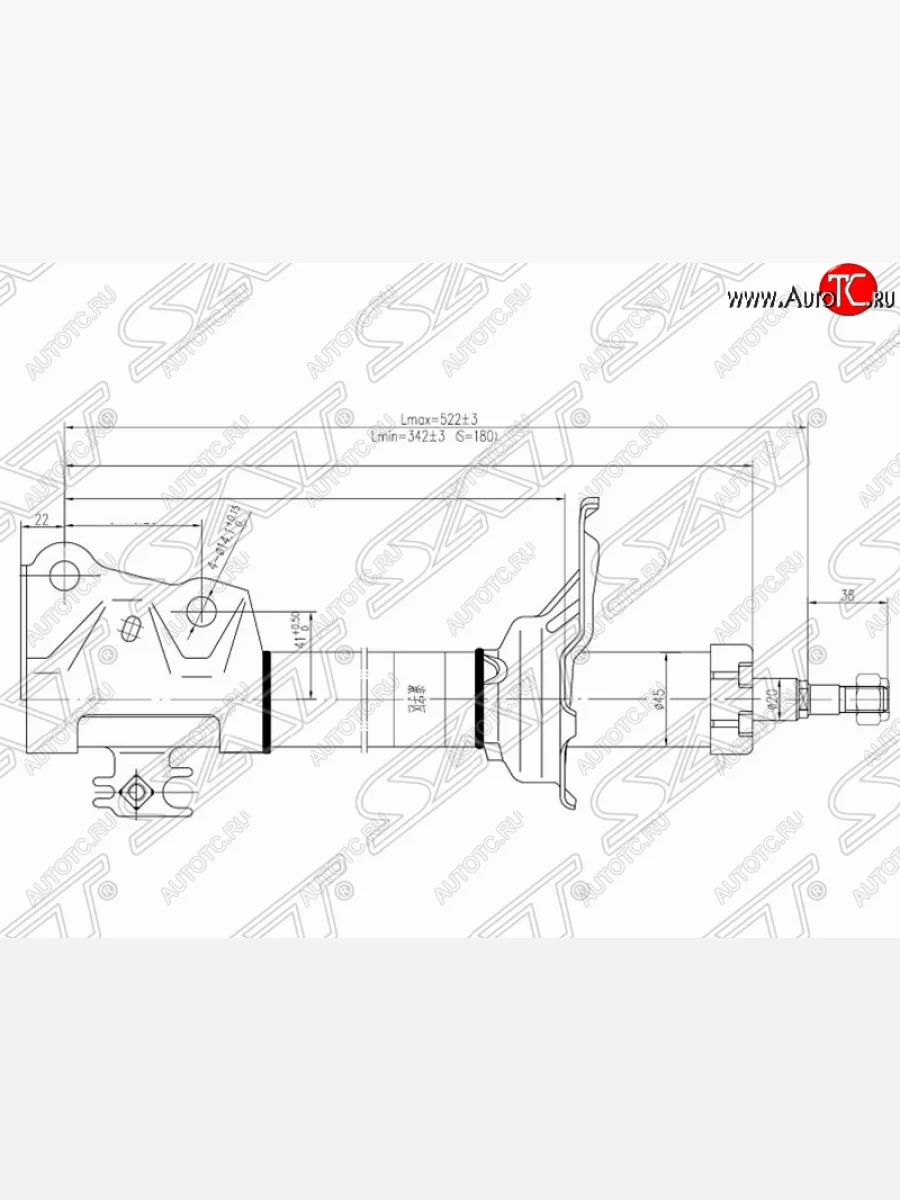 Амортизатор передний SAT (установка на левую или правую сторону) Toyota Raum (2003-2011)  в Самаре Самарской области