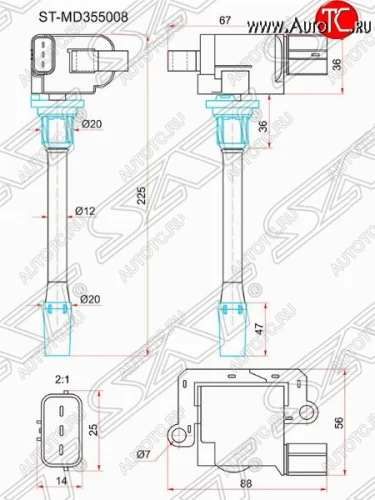 Катушка зажигания SAT Mitsubishi Galant 8  дорестайлинг седан (1996-1998)