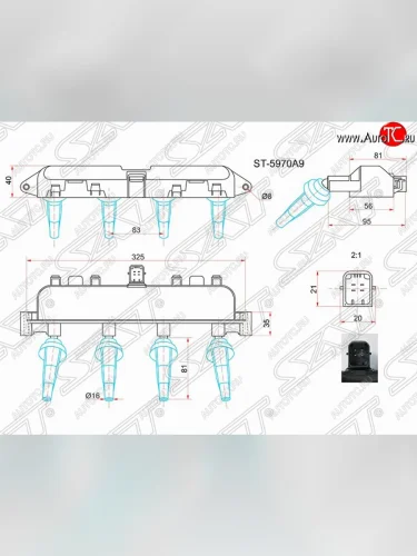 Катушка зажигания SAT (модуль) Peugeot 106 (1991-2003)