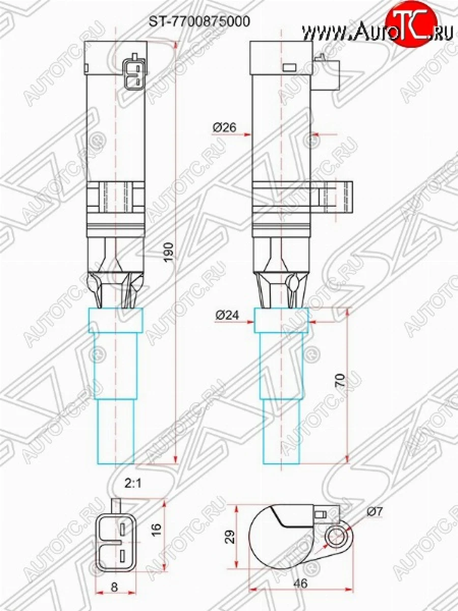 Катушка зажигания SAT (K7M / K4M / F4R) Renault Kangoo KC 1- дорестайлинг (1997-2003)  с доставкой в г. Керчь