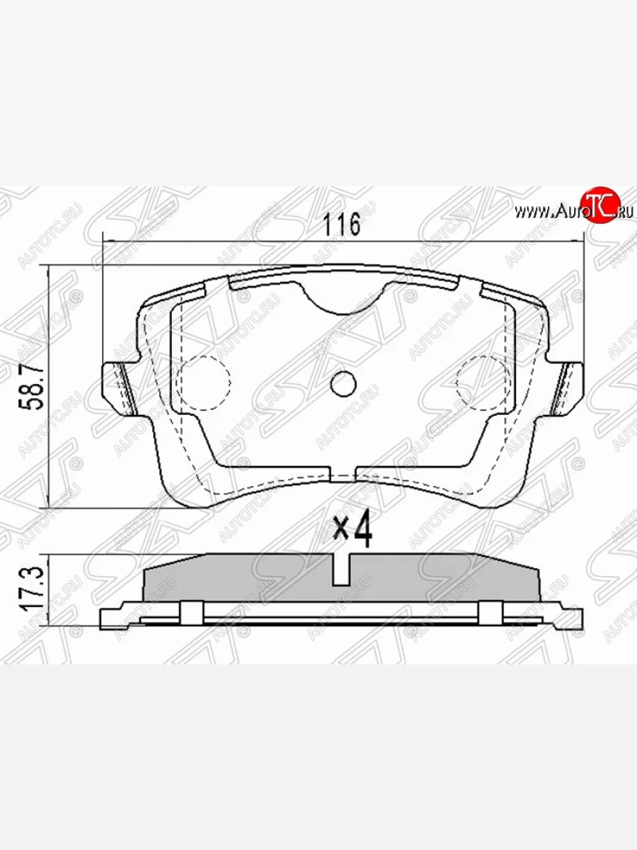 Колодки тормозные задние SAT Audi A4 B8 дорестайлинг, универсал (2007-2011)  с доставкой в г. Керчь