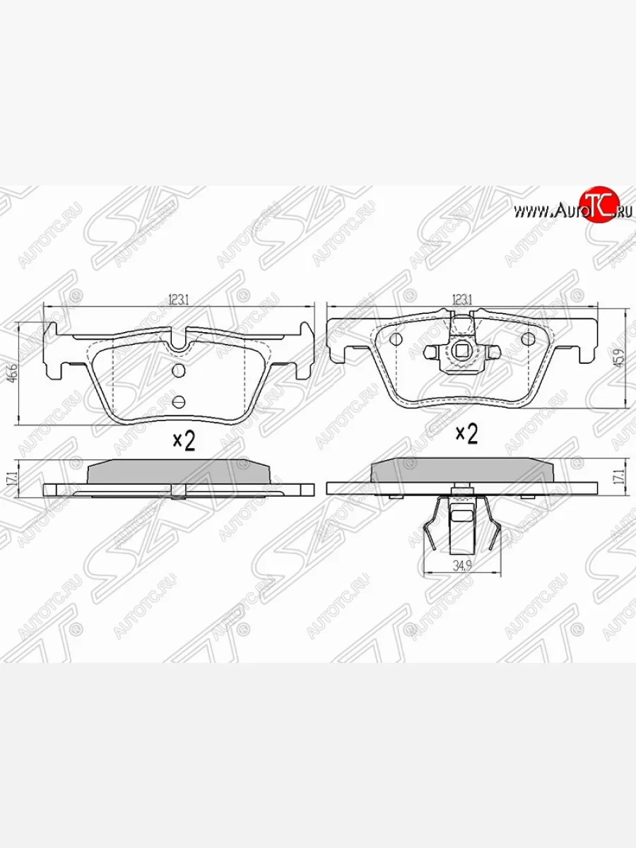 Колодки тормозные SAT (задние, Китай) BMW 3 серия F30 седан дорестайлинг (2012-2015)  в Керчи Республика Крым
