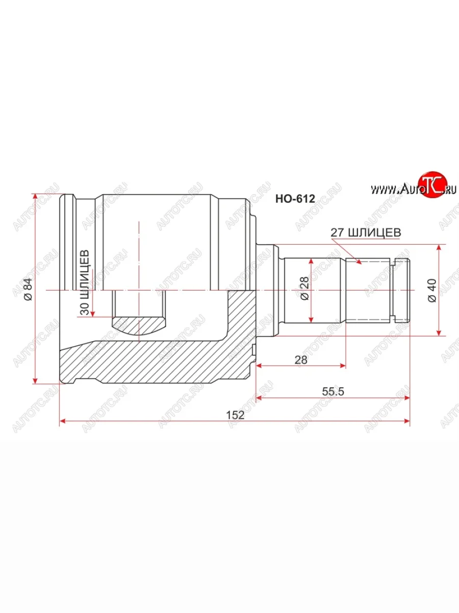 Шрус внутренний SAT (шлицы 30/27, сальник 40 мм)  Honda  Accord  6 CF, Civic  EJ,EK,EM, CR-V  RD1,RD2,RD3, Tourneo  1 CF  в Воронеже Воронежской области
