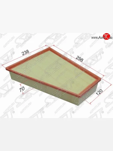 Фильтр воздушный двигателя SAT (298/120х238х70 mm) Ford Galaxy  2 (2006-2015), Ford Mondeo (2007-2014), Volvo S80 ( AS60 седан,  AS40,AS70, AS90) (2006-2016), Volvo V70 (2008-2016)