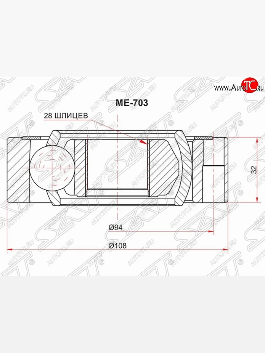 Шрус (внутренний) SAT (28*108 мм) Opel Omega A универсал (1986-1994)  в Перми Пермском крае