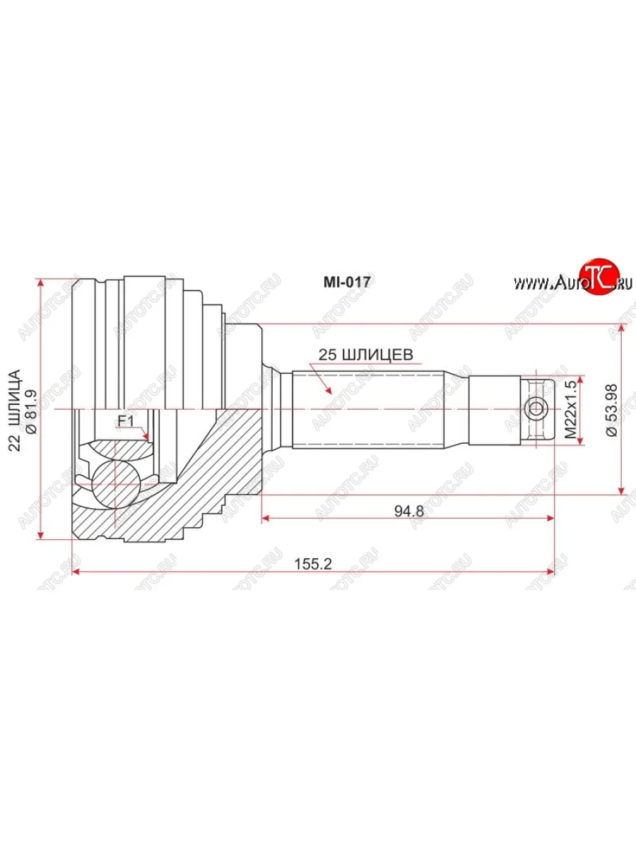 Шрус (наружный) SAT (22*25*54 мм)  Mitsubishi Libero (1992-1995)  в Воронеже Воронежской области