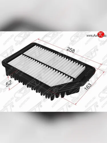 Фильтр воздушный двигателя SAT (258х163х52 mm) Hyundai Avante (2010-2013), Hyundai Elantra ( MD,  AD) (2010-2019), Hyundai I30  2 GD (2011-2017), KIA Ceed  2 JD (2012-2018), KIA Cerato  3 YD (2013-2019)