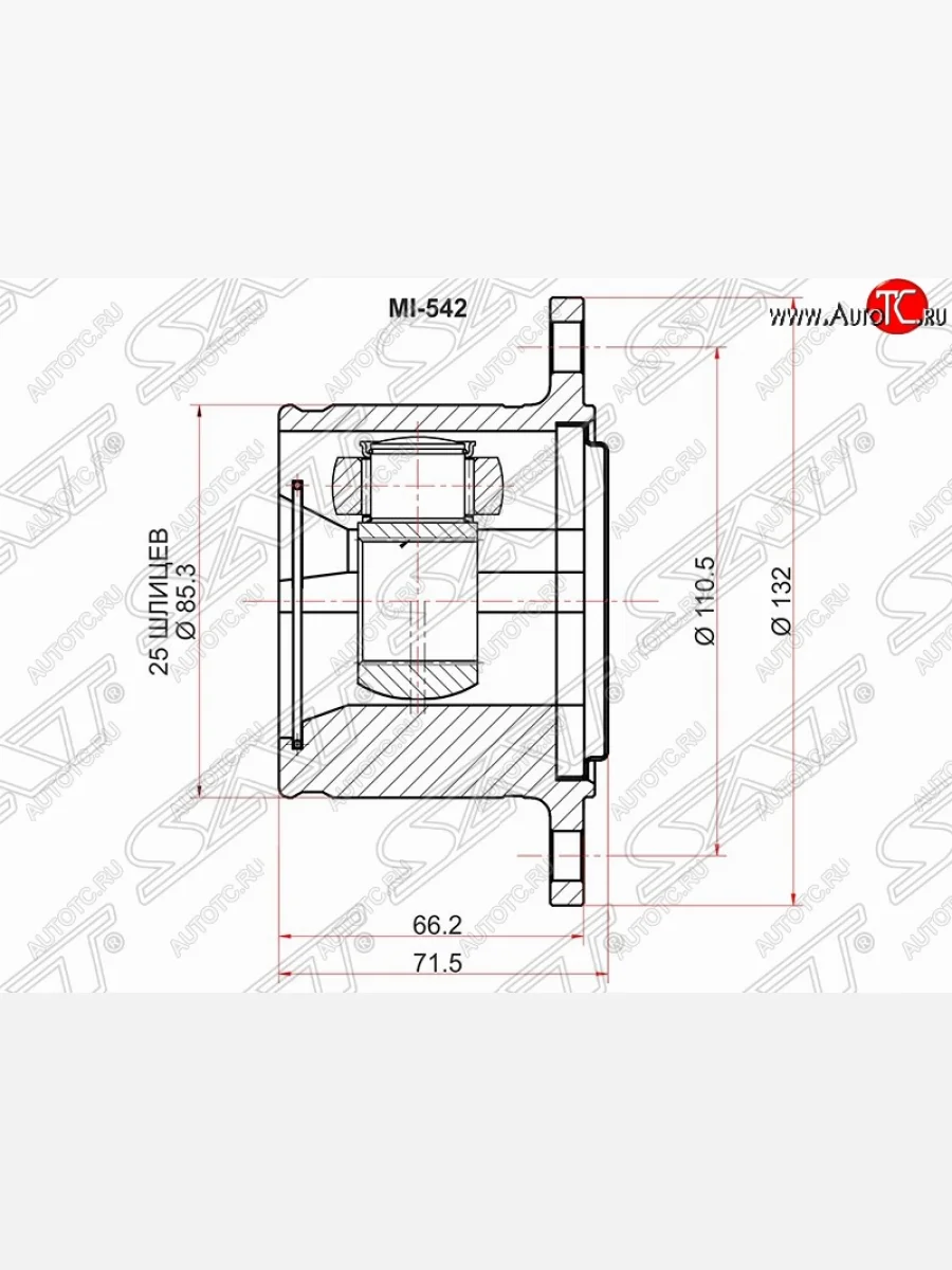 Шрус (внутренний/правый) SAT (25*110.5 мм) Mitsubishi L200 3 K6T-K7T дорестайлинг (1996-2005)  в Самаре Самарской области